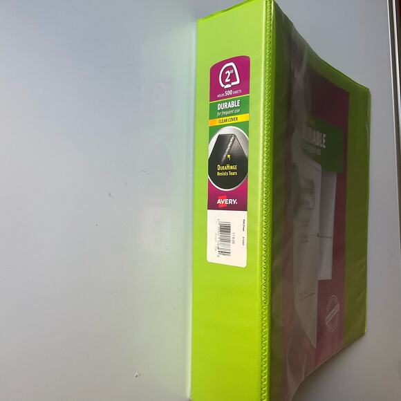 Avery Durable View 3 Ring Binder, 2" Slant Rings, Chartreuse - Picture 2 of 5